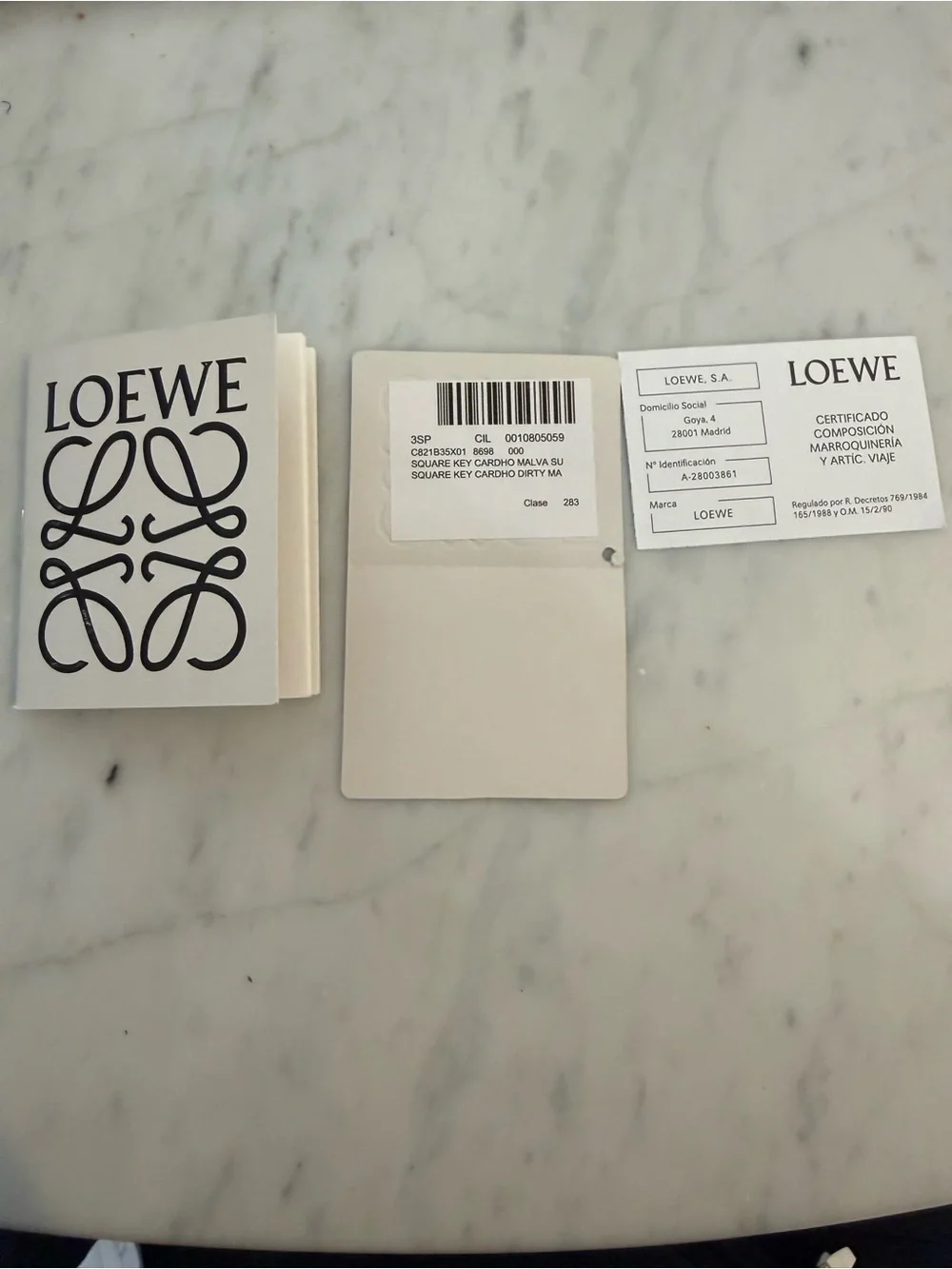 Loewe Cream & White Folded Leather Card Insert